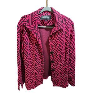 Cheryl Nash Vintage Pink Geometric Blazer Sz L